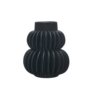 5" Pleated Vase, Black