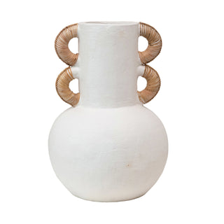 Terracotta Vase w/ Rattan